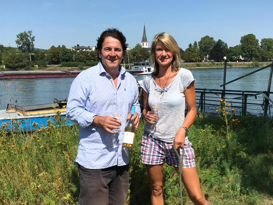 Iris Ellmann and Stefan Lergenmueller at the Schloss Reinhartshausen wine estate in Rheingau