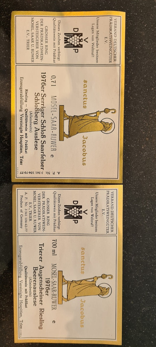 Vereinigte Hospitien 1976 Serriger Schloss Saarfelder Schlossberg Riesling Auslese Goldkapsel (0,7l)