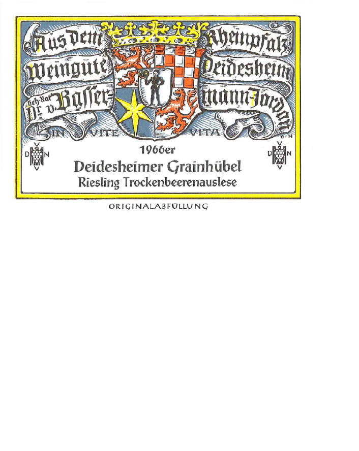 Bassermann – Jordan 1966 Deidesheimer Grainhübel Riesling Trockenbeerenauslese
