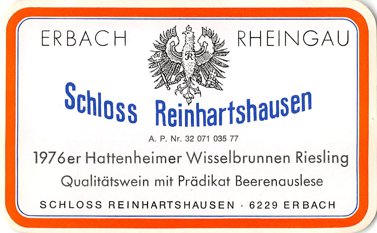 Schloss Reinhartshausen 1976 Wisselbrunnen Riesling Beerenauslese (0,7l)