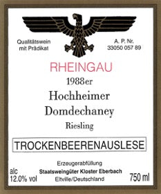 Koster Eberbach 1988 Hochheimer Domdechaney Riesling Trockenbeerenauslese (0,75l)