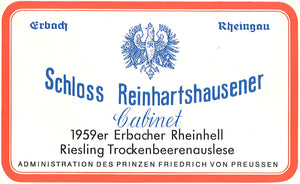 Schloss Reinhartshausen 1959 er Erbacher Rheinhell Riesling Trockenbeerenauslese