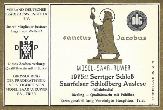 Vereinitge Hospitien - 1975 Serriger Schloss Saarfelder Schlossberg Riesling Auslese white wine